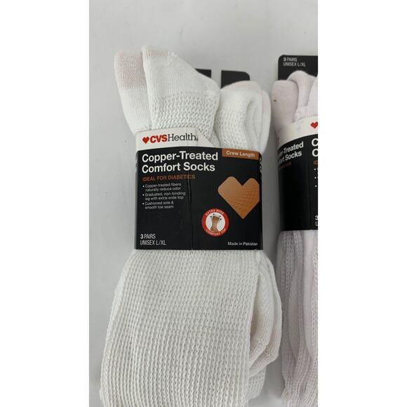CVS Health Copper Treated Comfort Socks 2 Pack 6 Pair Crew Length Size L/XL - Picture 2 of 5